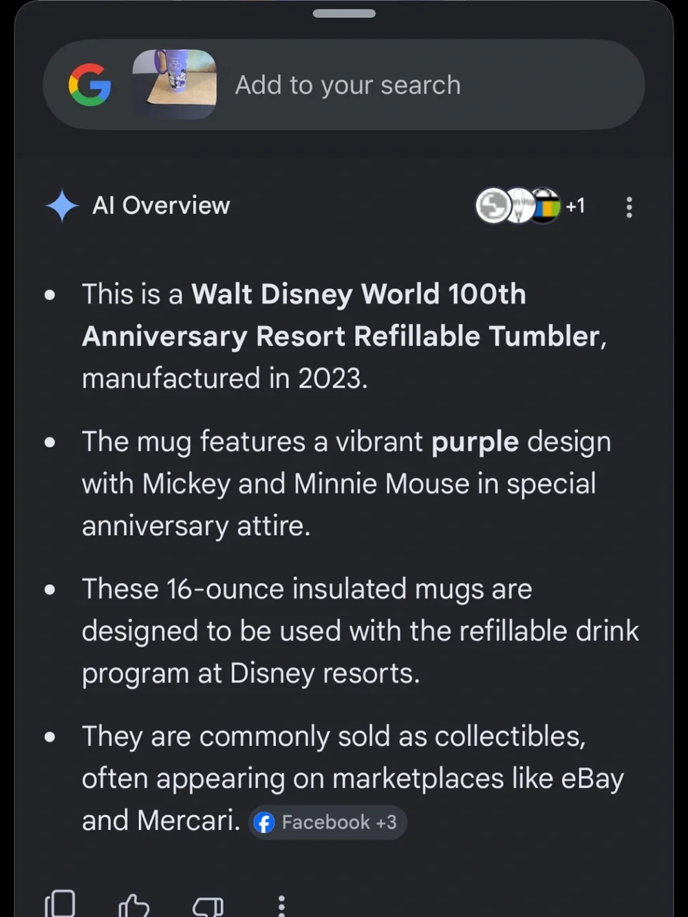Disney Purple Mickey Mouse 100 Years Travel Tumbler